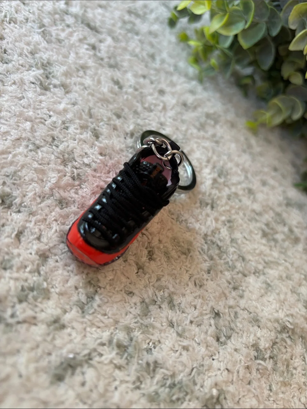 Air Jordan Red and Black 3D Mini Sneaker Keychain with Branded Box NWT 2”